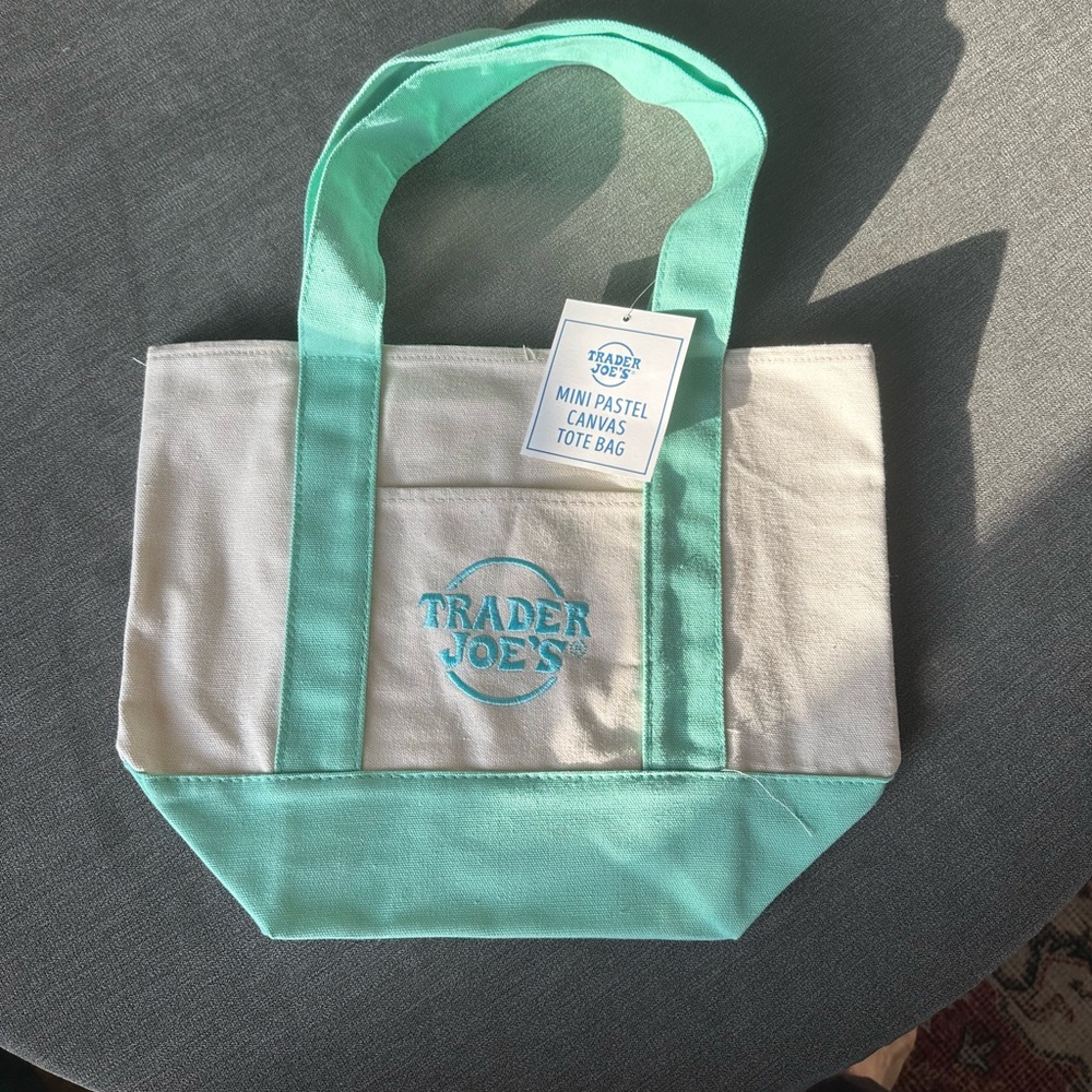 NWT Trader Joe’s Canvas Pastel Green Mini Tote